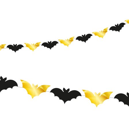 Halloween Girlang Fladdermöss Guld & Svart 2,5m