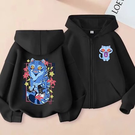 Børne Sweatshirts med Lynlås Tiger Kpop Demon Hunters Hættetrøje Børnetøj Pige Drenge Sweatshirt Lynlås Hættetrøje Baby Top