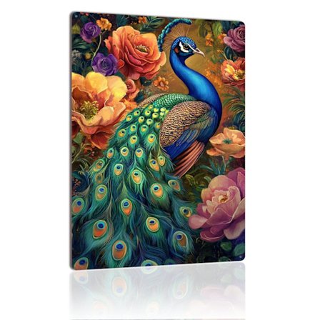 Tyylikäs riikinkukko metallikyltti kukkaseinätaide vintage peltikyltti laatta kodin sisustukseen