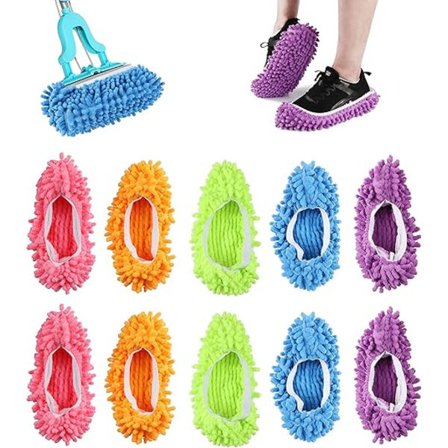 Pairs Mop Tøfler, Multifunktionelle Rengøringstøfler Støv Mop Sko, Mikrofiber Rengøringstøfler, Til Hjemmerengøring, 5 Farver