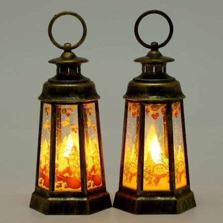 2/4 stk vintage julelykt med LED-lys, bærbar lanterne for juledekorasjon innendørs og utendørs