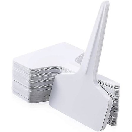 100-pack plastväxtetiketter, T-etiketter, vita