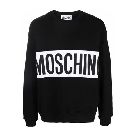 Moschino, Logo Band Sweater Zwart, Heren, Maat:S