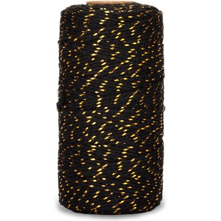 #100M Gulltråd, Svart Bomulls Sisal Tau, Gyllen Baker's Sisal Tau#