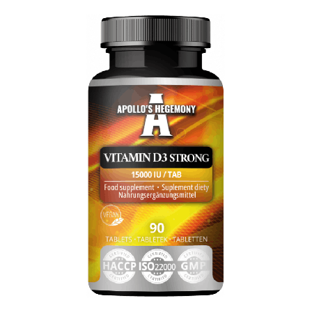 Vitamin D3 -375 mcg/tablett (15000 IU) Strong -90 tabs Apollo’s Hegemony