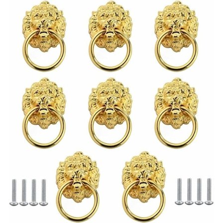 Løve skuff håndtak 8 stykker antikke skap knotter løvehode skuff ringer løvehode skap håndtak dørhåndtak håndtak med 8 skruer for kommode skuff 