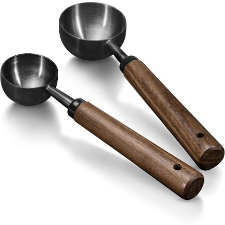 2-delt kaffeskje for malt kaffe, 1 spiseskje (15 ml) og 2 spiseskjeer (30 ml), svart