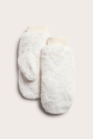 Kappahl | Rękawiczki jednopalczaste ze sztucznego futra | Offwhite