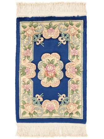 China 90 Line Rug Hand Knotted 60X90 Beige/Dark Blue China