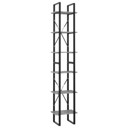 Vidaxl Bokhylla 6 Hyllplan Betonggrå 40x30x210 Cm Spånskiva Grå