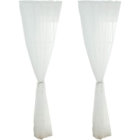 1PC- 100 * 200 Cm ( Hvid ) Voile Vindue Gardin Romantisk Sølv