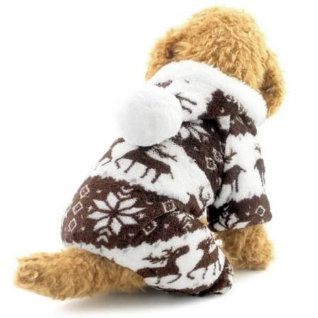 Varmt fleece hundeklær med fire ben og hjortmønster