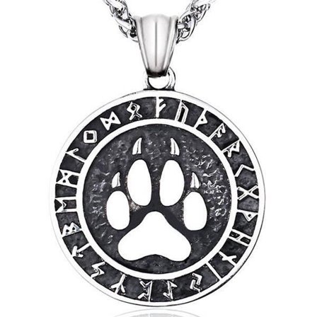 Pendant - Nordic Mythology - wolf print with runes