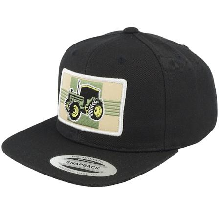 Kiddo Cap - Kids Old Tractor Big Patch Black Snapback Snapback Black Cap - @ Hatstore