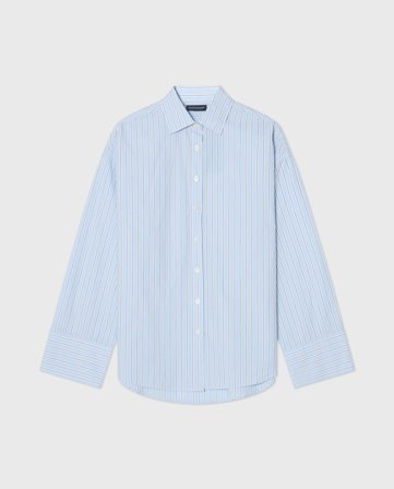 Lexington Lässiges bio-baumwoll-popeline-hemd, blau/mehrfarbig gestreift