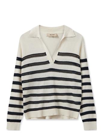 Mmrora Stripe Knit Tops Knitwear Jumpers White MOS MOSH