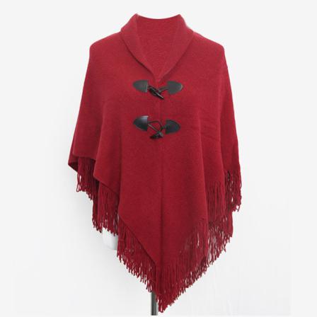 Casual Ponchoscarf För Kvinnor Med Hornknappar V-hals Och V-fåll