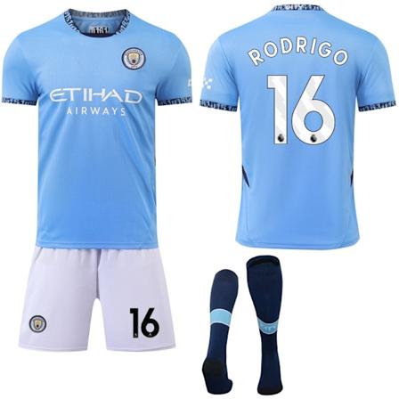 Manchester City Hemmafotbollströja 2024-2025 för Barn och Vuxna med Strumpor Nr 16 RODRIGO Nr 16 RODRIGO-Xin No.16 RODRIGO 22
