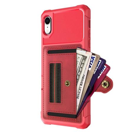 iPhone XR - Skal med Korthållare Röd