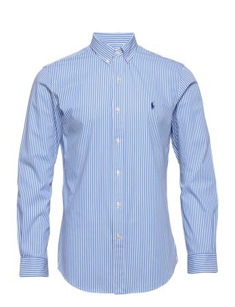 Slim Fit Striped Stretch Poplin Shirt Tops Shirts Casual Blue Polo Ralph Lauren