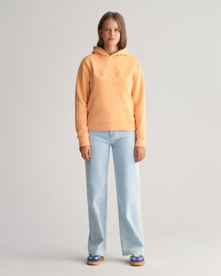 GANT - Hettegenser med logo til ungdom, unisex coral apricot