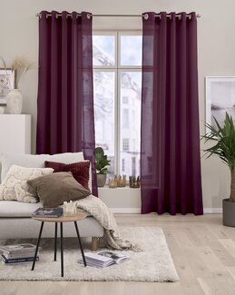 Yksivärinen Rengasverho Noah kuviolla 2/pak Viininpunainen