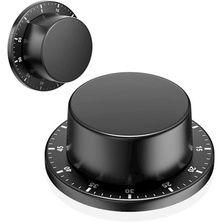 Svart mekanisk kökstimer, adsorberbar magnetisk timer, vattentät rostfritt stål återanvändbar timer, nedräkningstimer -