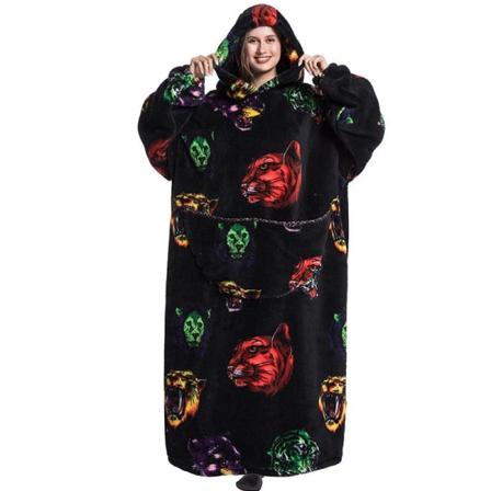 140cm-oversized Sweatshirt Filt Med Luvtröja Mjuk Varm Fleece Ba Djurhuvud