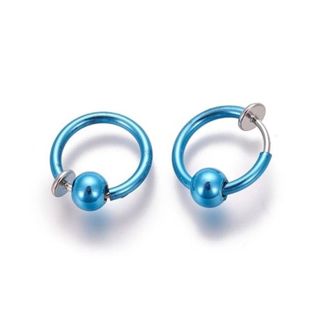1 Par Ljusblå Clip On Ringar med avtagbara kulor 13 mm Ø