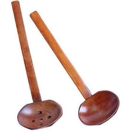 2 stk. Naturlige træskeer med langt skaft, miljøvenlige køkkenredskaber