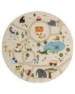 *Ny*Matta med barnmotiv Play Animals Pellava