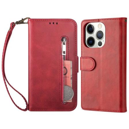 Iphone 13 Pro - Multifunktionellt Läder Fodral - Röd