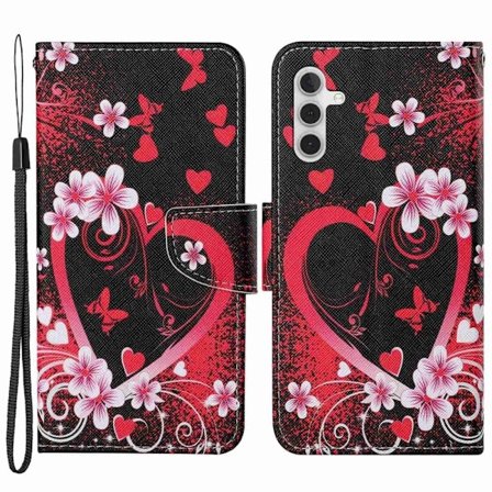 Wonderland Samsung Galaxy A14 Flip Etui - Rød Hjerte