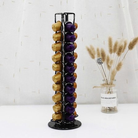 Kapacitet på 40 Kaffekapslar Kapselhållare Roterbar Förvaringsdispenser Passar Nespresso Kaffebar Café Butik