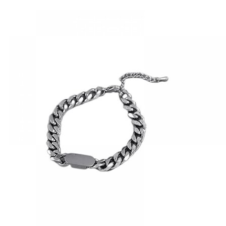 Herrarmband i rostfritt stål med kubansk länk och bricka