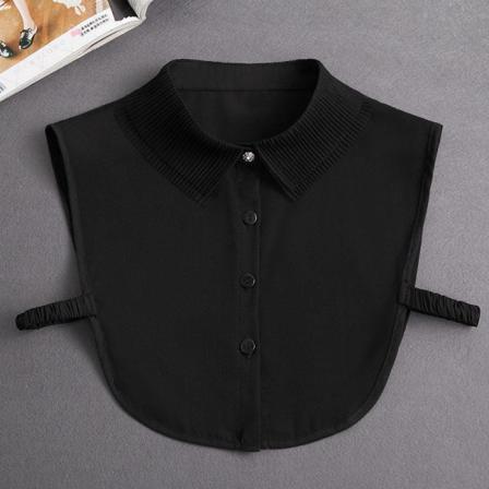 Kvinder piger falsk krave Aftagelig multifunktionel skjortedekoration Blondetøj Skjortetrøje efterår og vinter Double pleated (black)