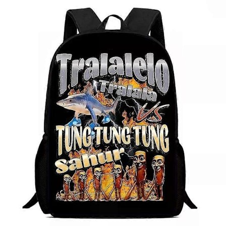 Skoltaske Tralalero Tralala Rygsæk Tungtung Sahur Brainrot Børn Skoletasker Børn Udendørs Sports Rygsæk Rejse Anime Rygsæk Gave 14