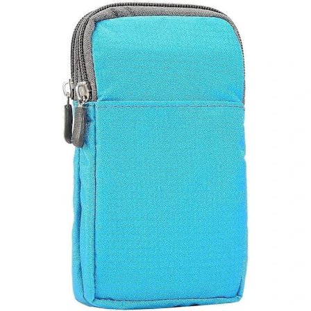 Axelremsväska för mobiltelefon, 6,5 " Mini Handväska med handledsrem Sport Telefon Axelremsväska Messenger Väska Fickor med Låsande Karbinhake Blå