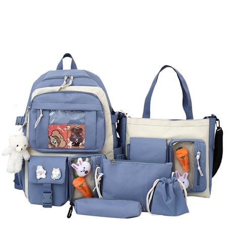 Femdelad skolväska för tjejer i mellanstadiet, fräsch och mjuk, La