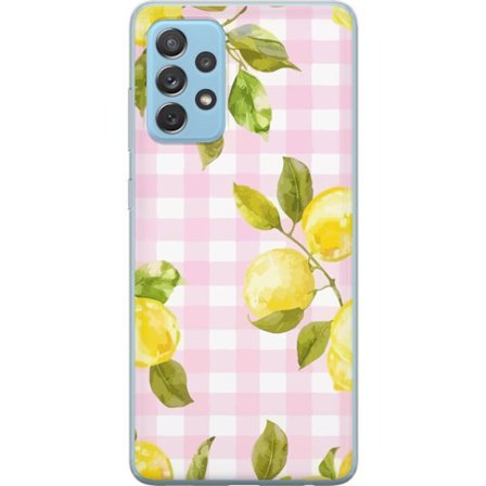 Kompatibelt Mobilskal till Samsung Samsung Galaxy A52 5G Citron rosa rutigt