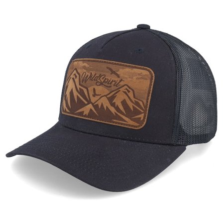 Wild Spirit - Sort trucker Kasket - Big Mountain & Birds Patch Black A-frame Trucker @ Hatstore