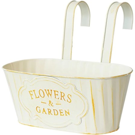 Altan blomsterkasse, hængende metalkrukke, udendørs krukke til gelændere, robust konstruktion, praktisk at installere, 22,5 cm, til altaner og hegn