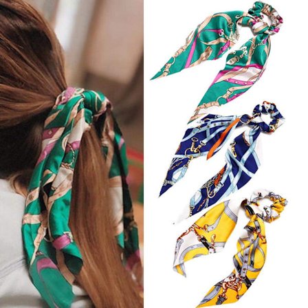 Hår Scarf Scrunchies Satin Silk Hår Scarf Bow Hår Scrunchie Fl
