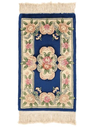 Tapis Chinois 90 Line 52X88 Beige/Bleu Foncé (Laine, Chine)