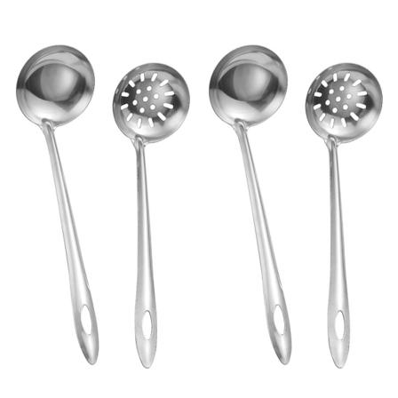 4 stk. rustfrit stål serveringsredskaber, hulske