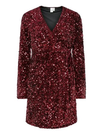 Yaselle Ls Wrap Dress - Show Red YAS