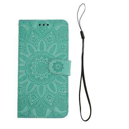 Telefonlommebok med blomsterpregning og kortspor, PU-flip-telefondeksel for iPhone 14