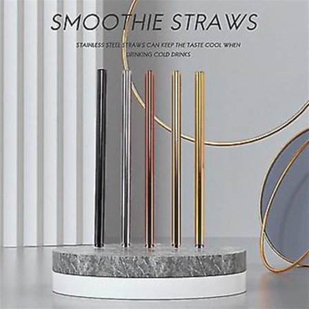 Återanvändbara Sugrör - Breda Sugrör Smoothie Bubble Tea Milkshakes Sugrör Med Rengöringsborste