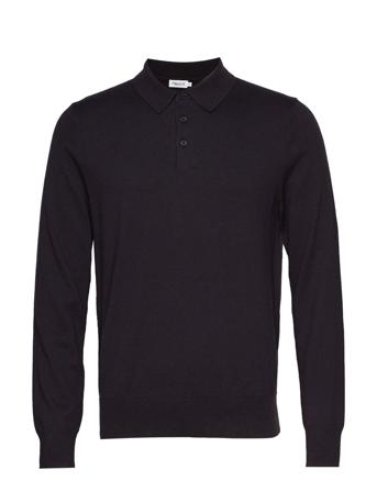M. Knitted Polo Shirt Polos Long-sleeved Musta Filippa K