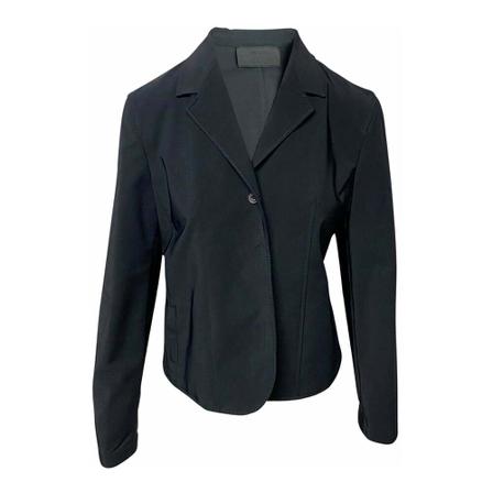 Prada Vintage Pre-owned Blanket Stitch Blazer Polyester Sort, Dame Vintage Jakker